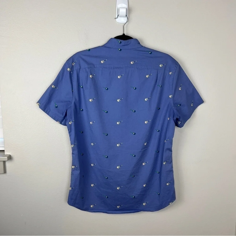 J Crew Poplin Short Sleeve Shirt Guitar Print